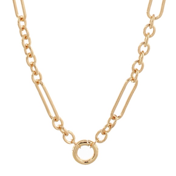 Circle & Paper Clip Chain Necklace - Picture 2 of 2